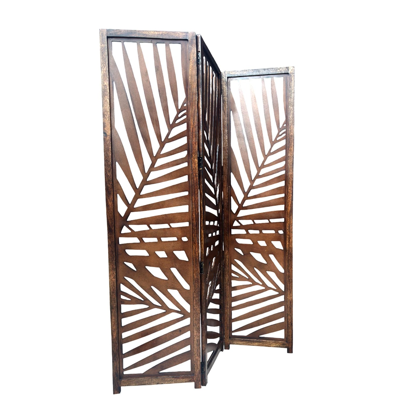 Mid century Big multi Leaf Design Wooden Folding Divider, Partition, Handmade Self standing separator