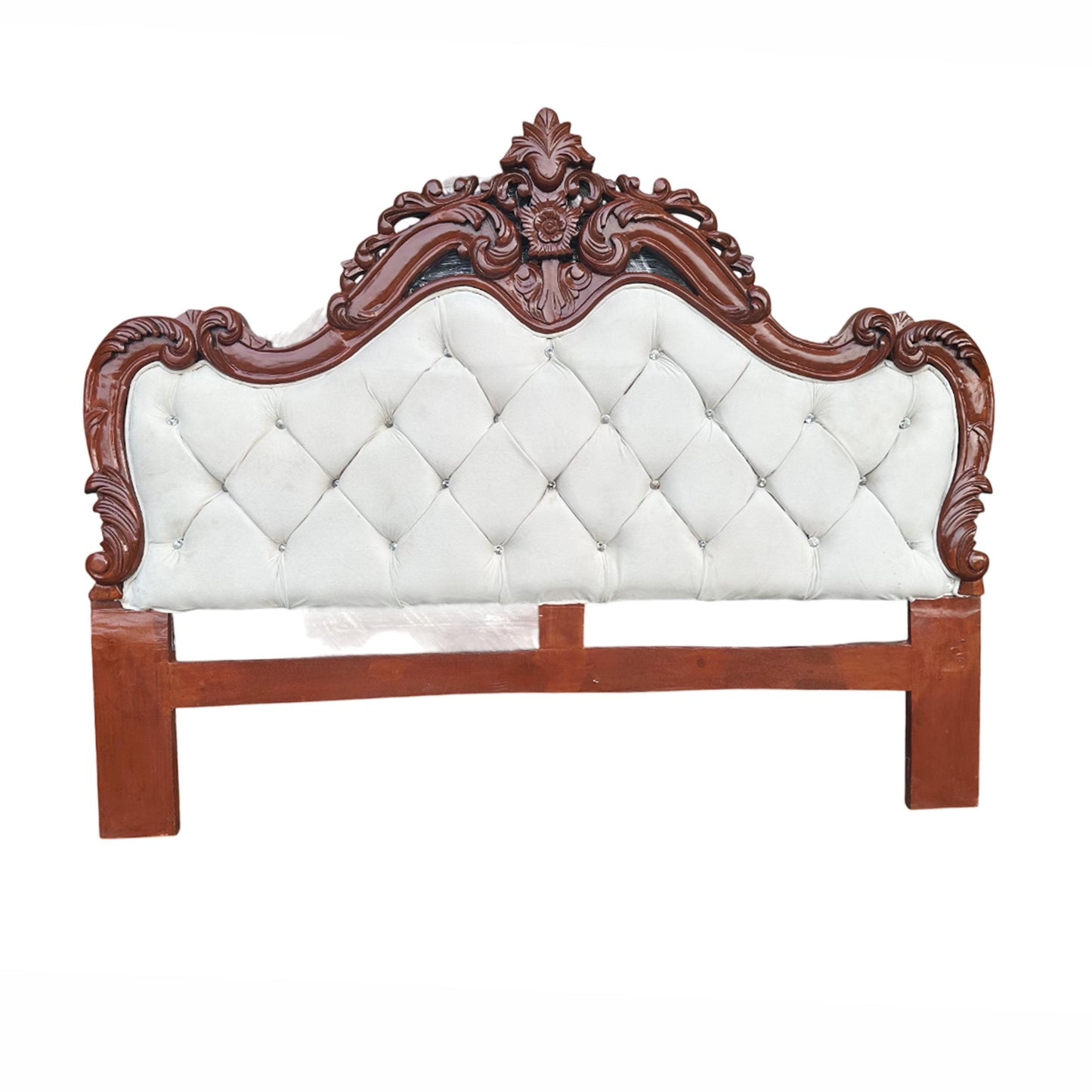 Handmade 20th Century Rococo Headboard, Queen French Louis XV wooden headboard