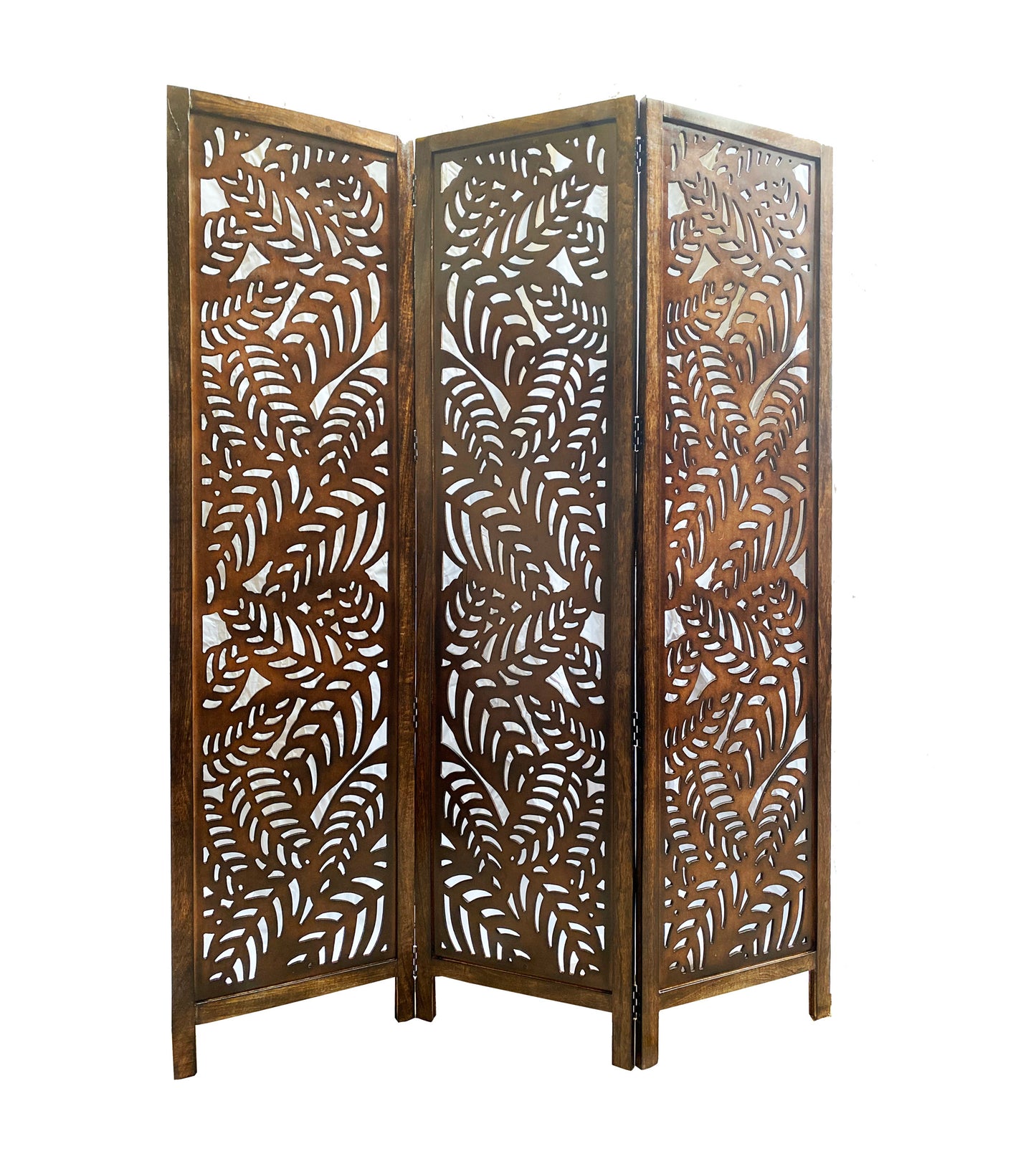 Leaves Design Wooden Folding Divider, Partition, Handmade Self standing separator