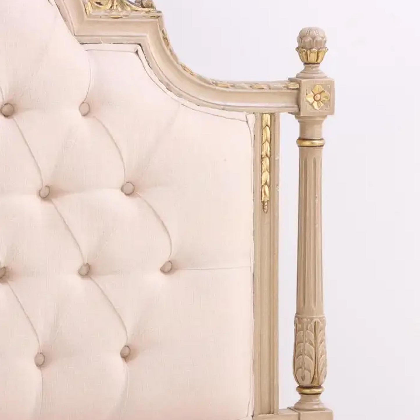 Handmade Giltwood Bed Frame: Tufted Rococo Style, Louis XV