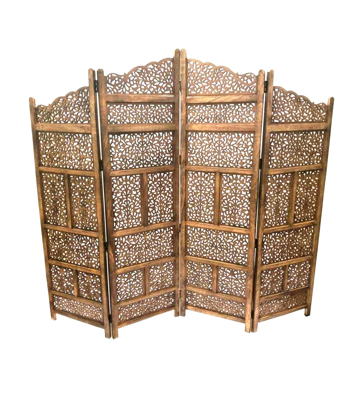 Handmade Wooden Room Divider: 4-Panel Folding Privacy Screen