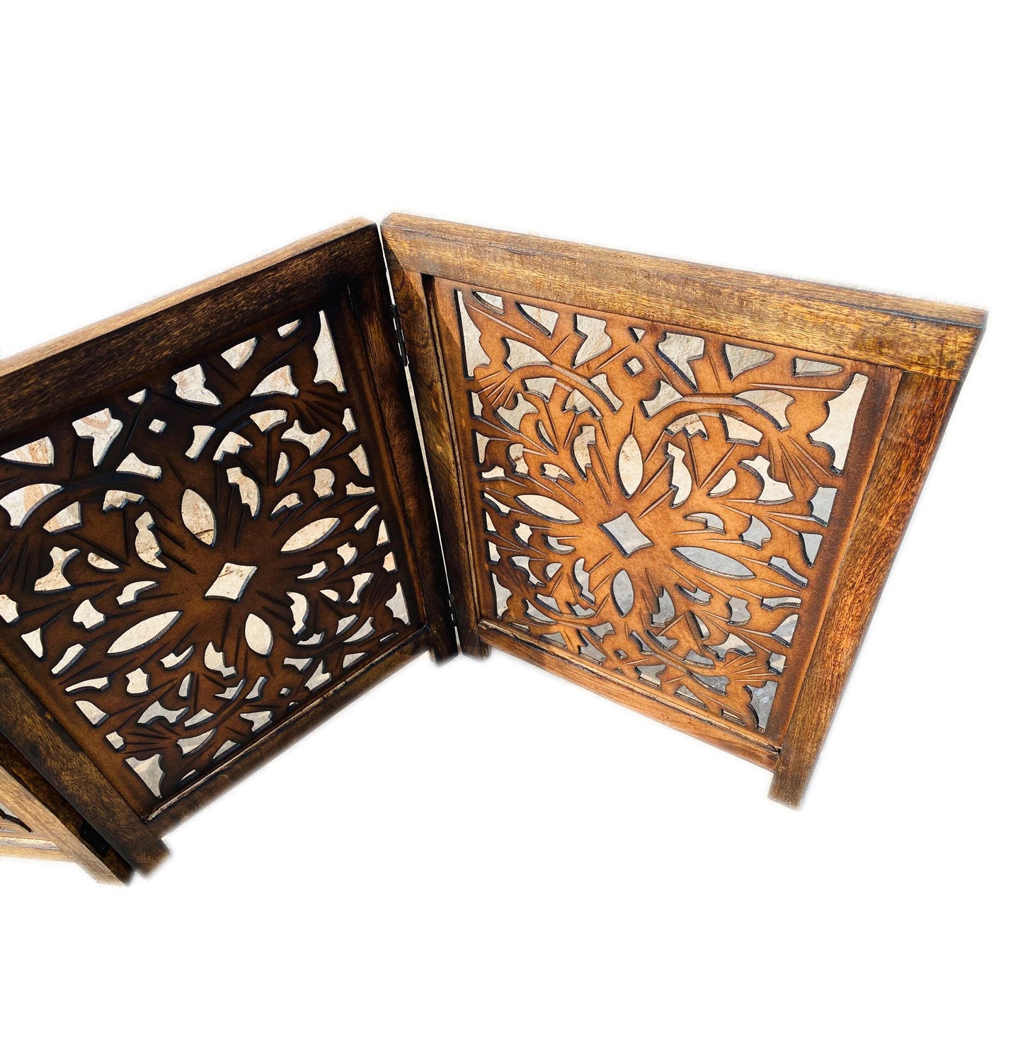 Mid-Century Modern Brown Wood Folding Divider: Pet & Baby Gate