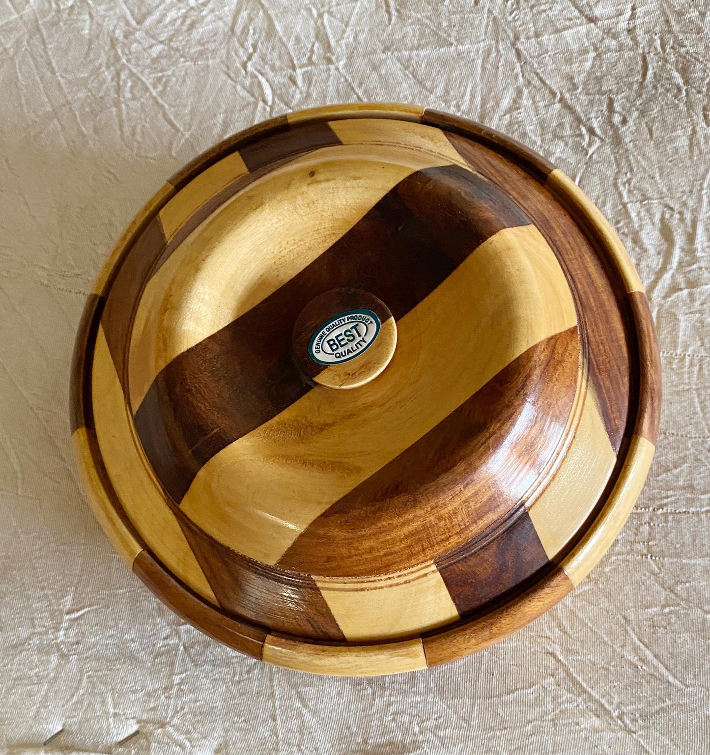 Handmade Teak & Maple Wood Casserole Dish: Dual Tone Roti Box