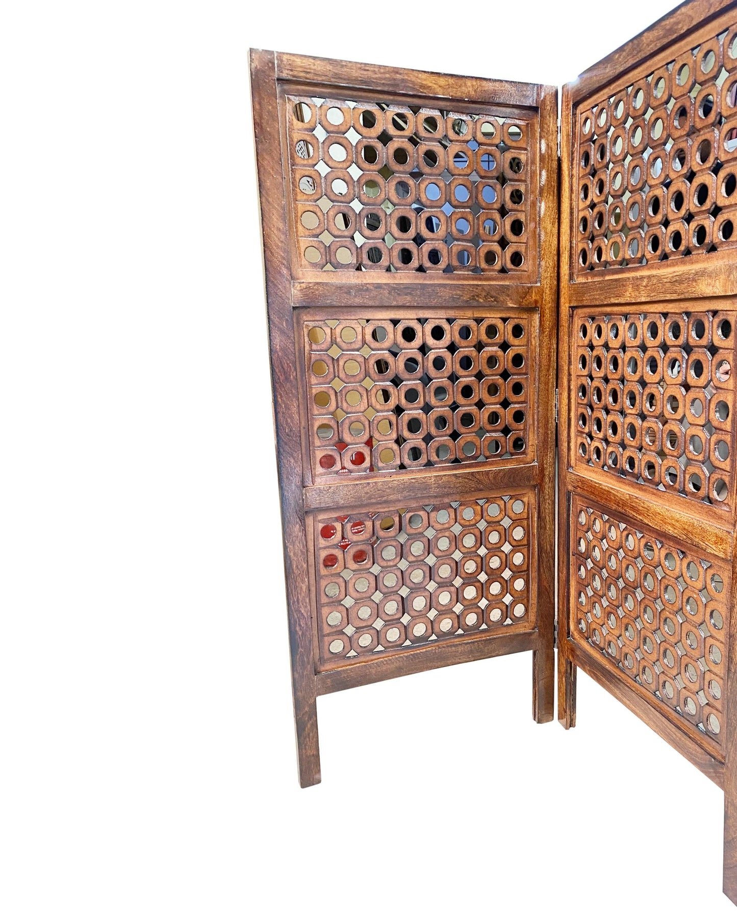 Handmade Wooden Folding Divider: Semi Block Design, 7 ft Tall