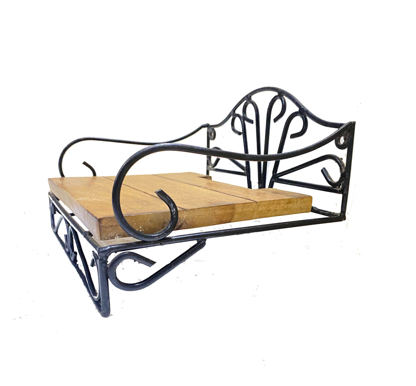 Mid century Wall shelf, handmade wood iron small wall bracket hanging fixture