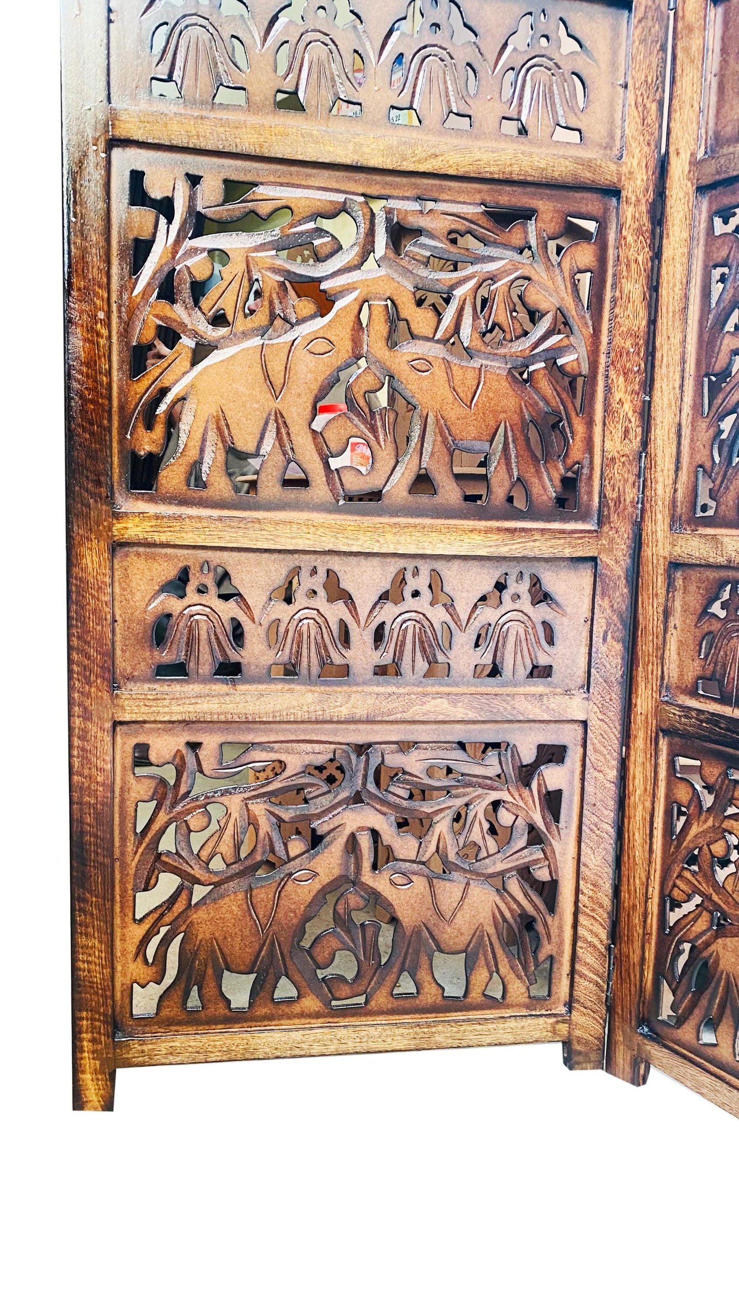 Elephants design Wooden Folding Divider, Partition, Handmade Self standing separator