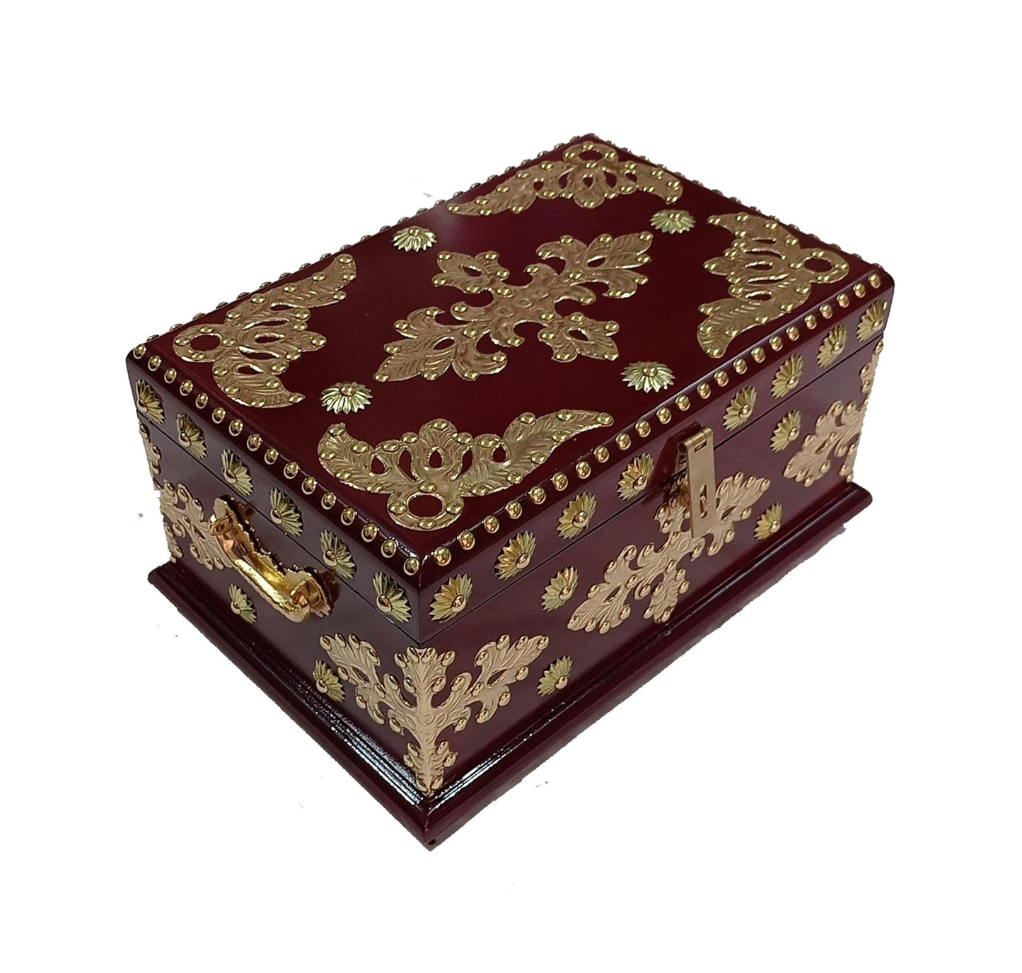 Handmade Wooden Storage Chest: Decorative Brass Accents