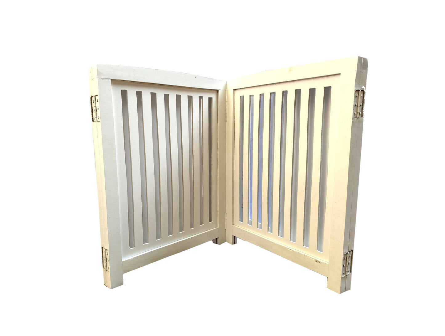 Handmade Mid-Century White Wooden Folding Room Divider