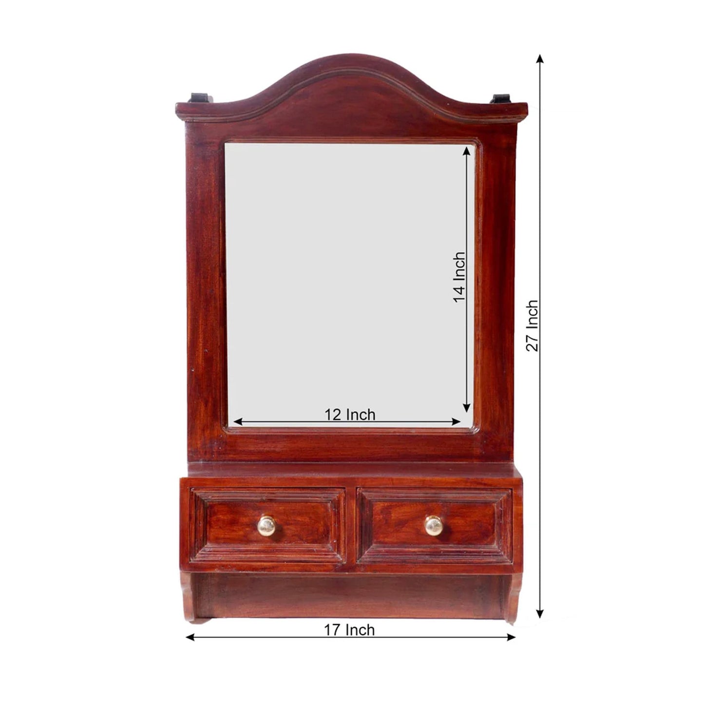 Handmade Wood Wall Mirror with Shelves: Mid-Century Modern Decor