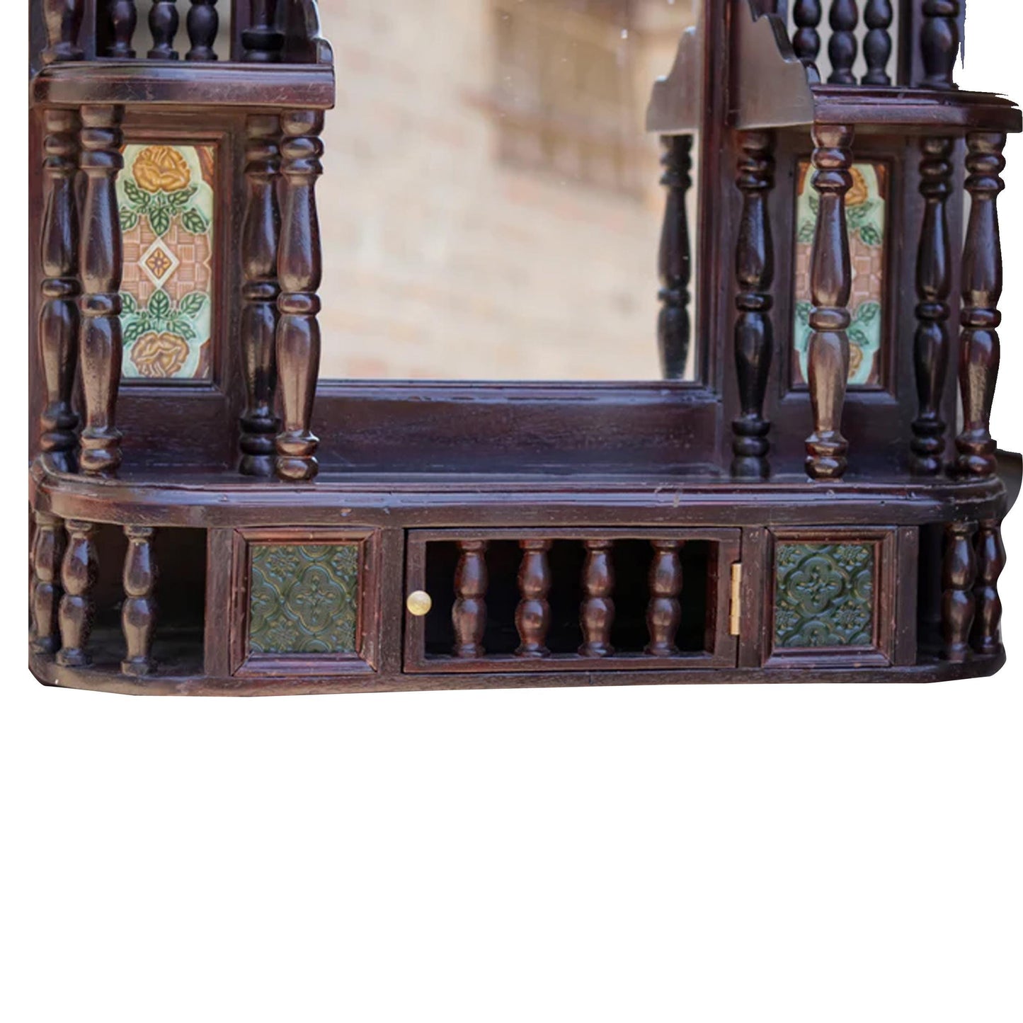 Handmade Wooden Wall Mirror with Storage: Carved Wood Decor