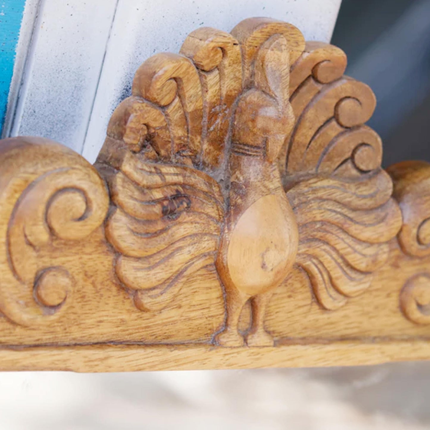 Handmade Mid-Century Gold Wood Wall Mirror: 28x19 In