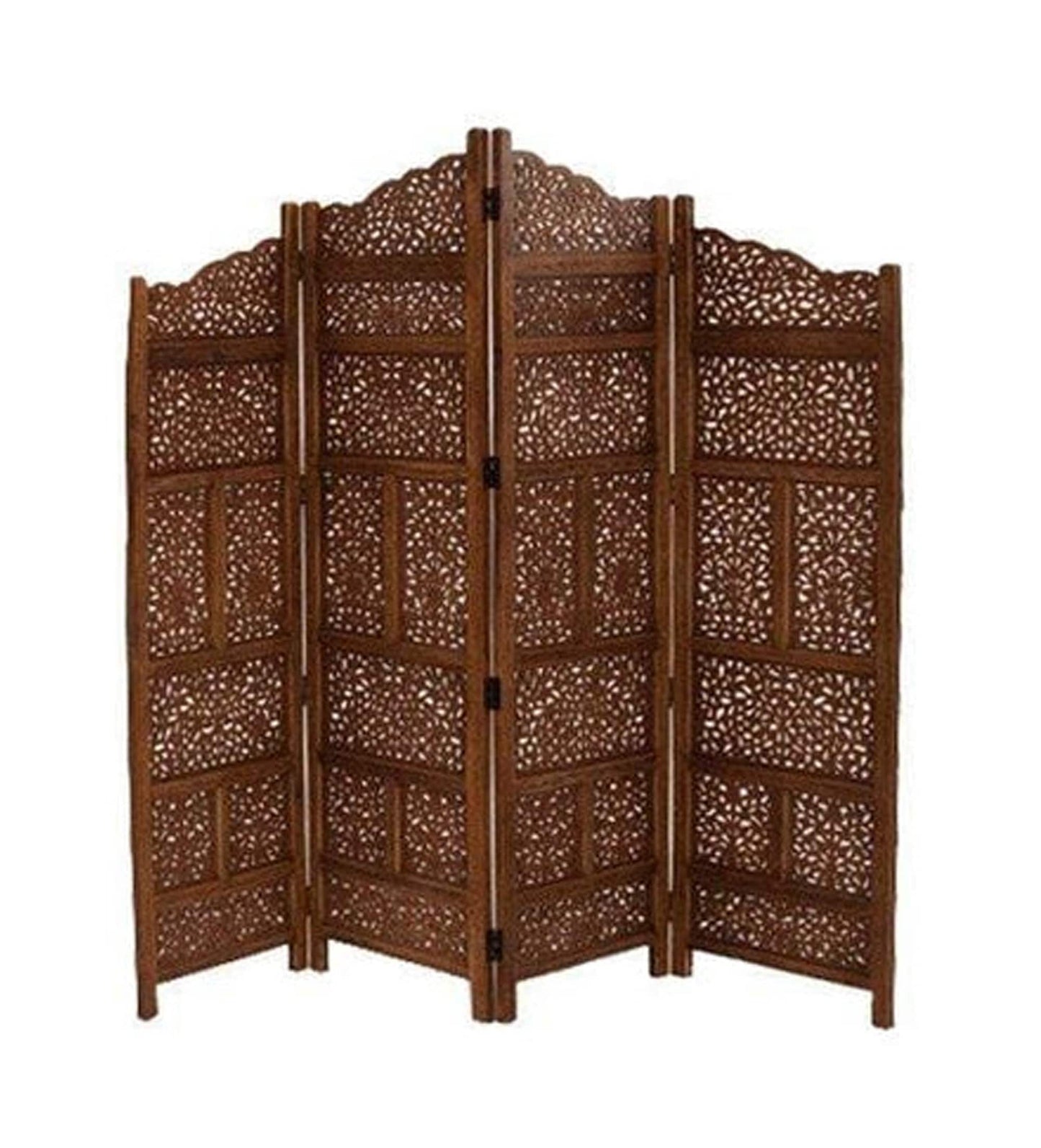 Handmade Wooden Room Divider: 4-Panel Folding Privacy Screen