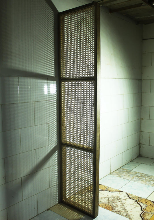 Mid century Rattan Panel, Solid Wood Cane Room Divider, Wood Partition, Slatted Room Divider Custom size also available