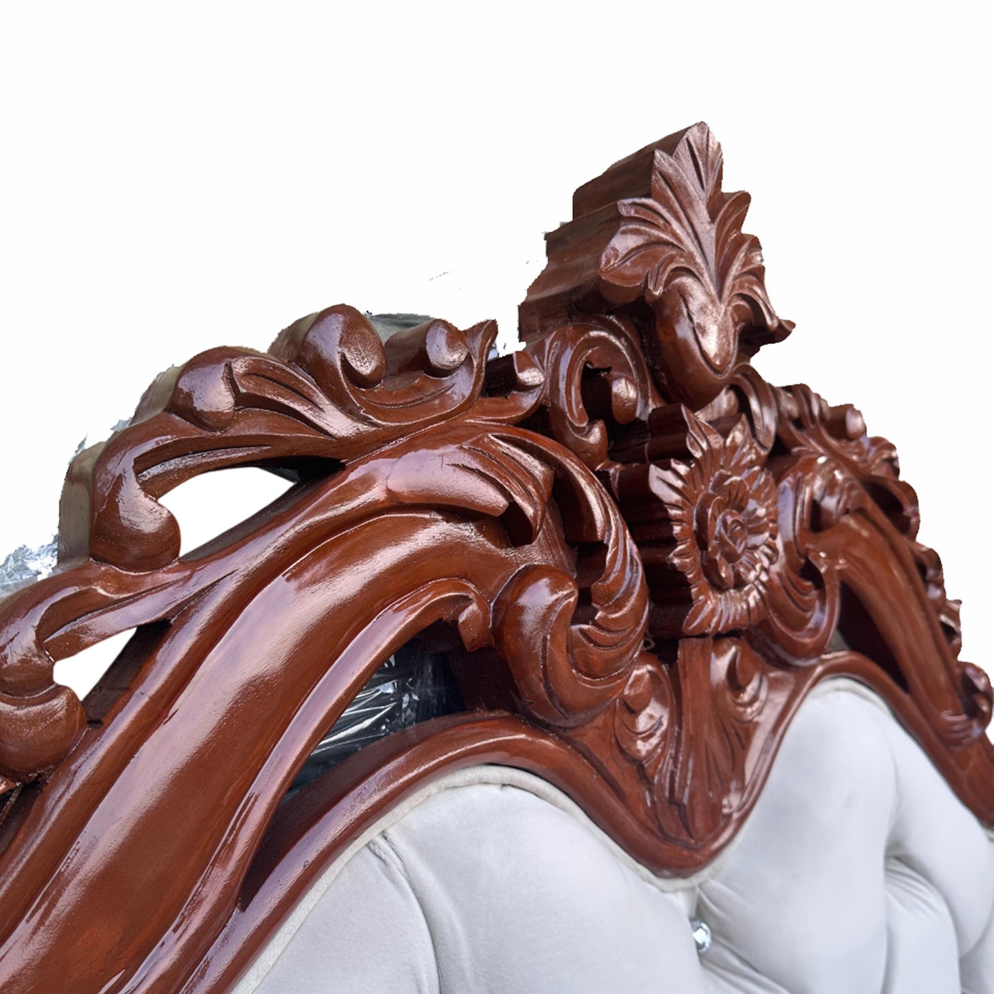 Handmade 20th Century Rococo Headboard, Queen French Louis XV wooden headboard