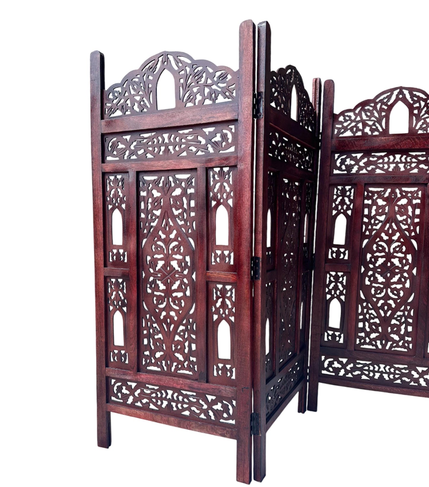 Mesh and Bell Style Wooden Folding Divider, Partition, Handmade Self standing separator