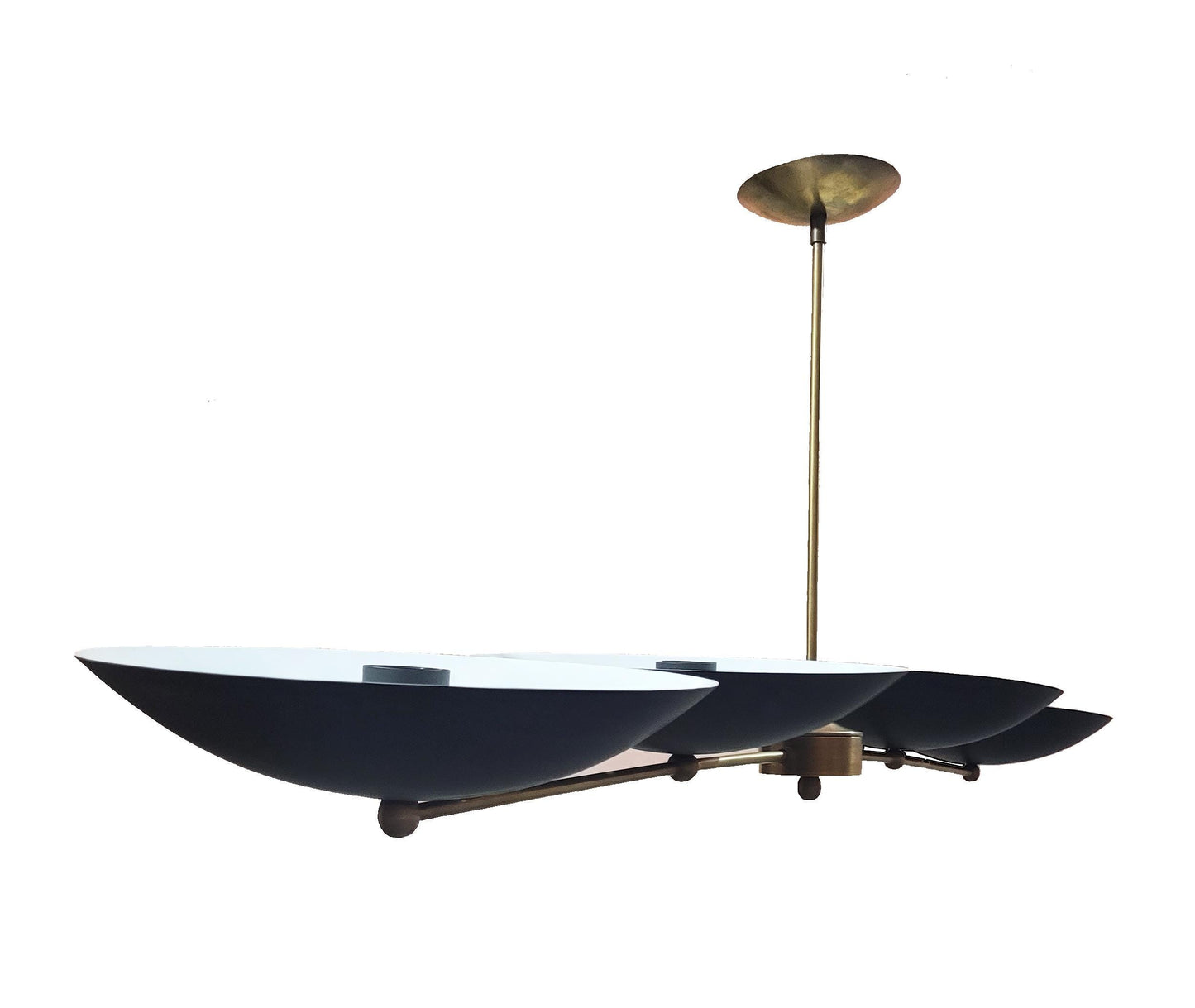 4 Shade Linear Ceiling light modern fixture, handmade mid-century Brass Chandelier