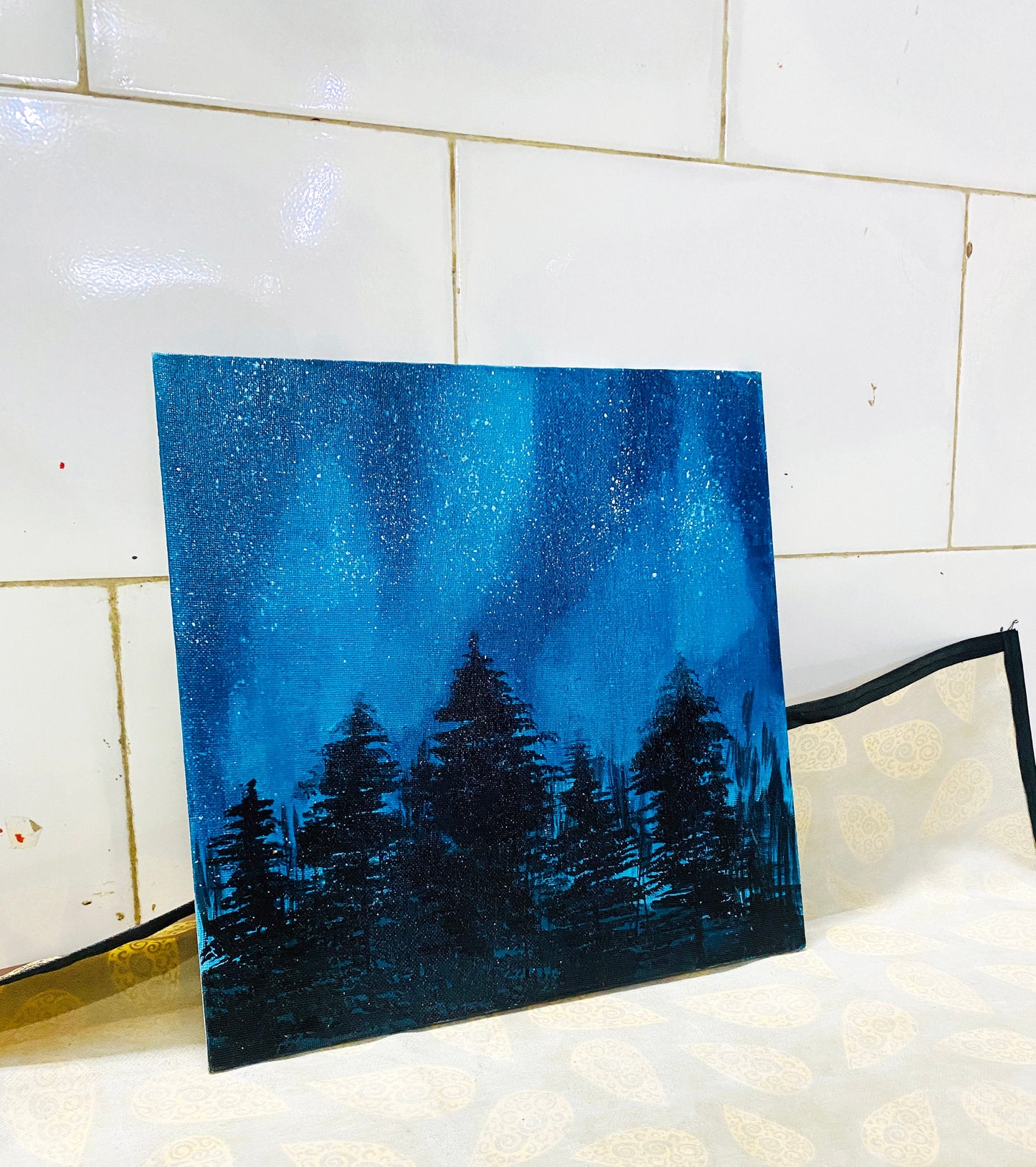 Hand Painted Northern Lights Painting on canvas, Wall décor for home and office