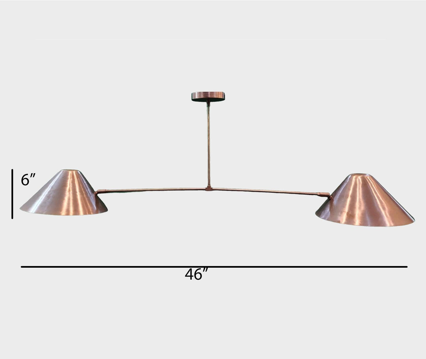 2 Brass Shade Ceiling light modern fixture, handmade mid-century Brass Chandelier