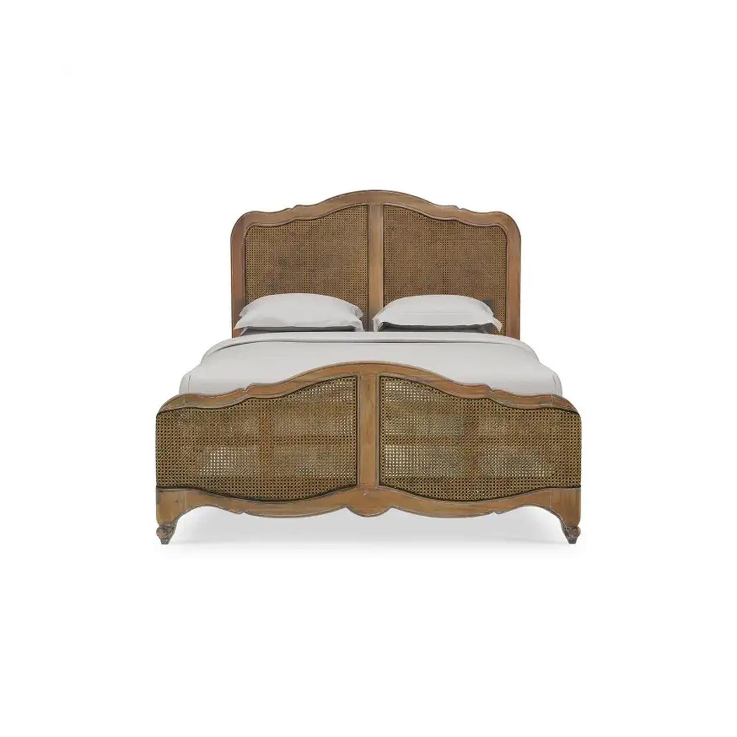 Handmade White Oak & Cane King Bed Frame - Mid Century Modern