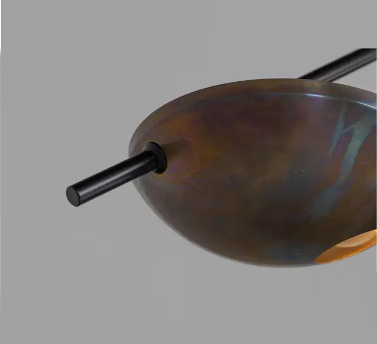 Mid century 3 Light Flush Mount, Antique Brass Italian design ceiling light fixture