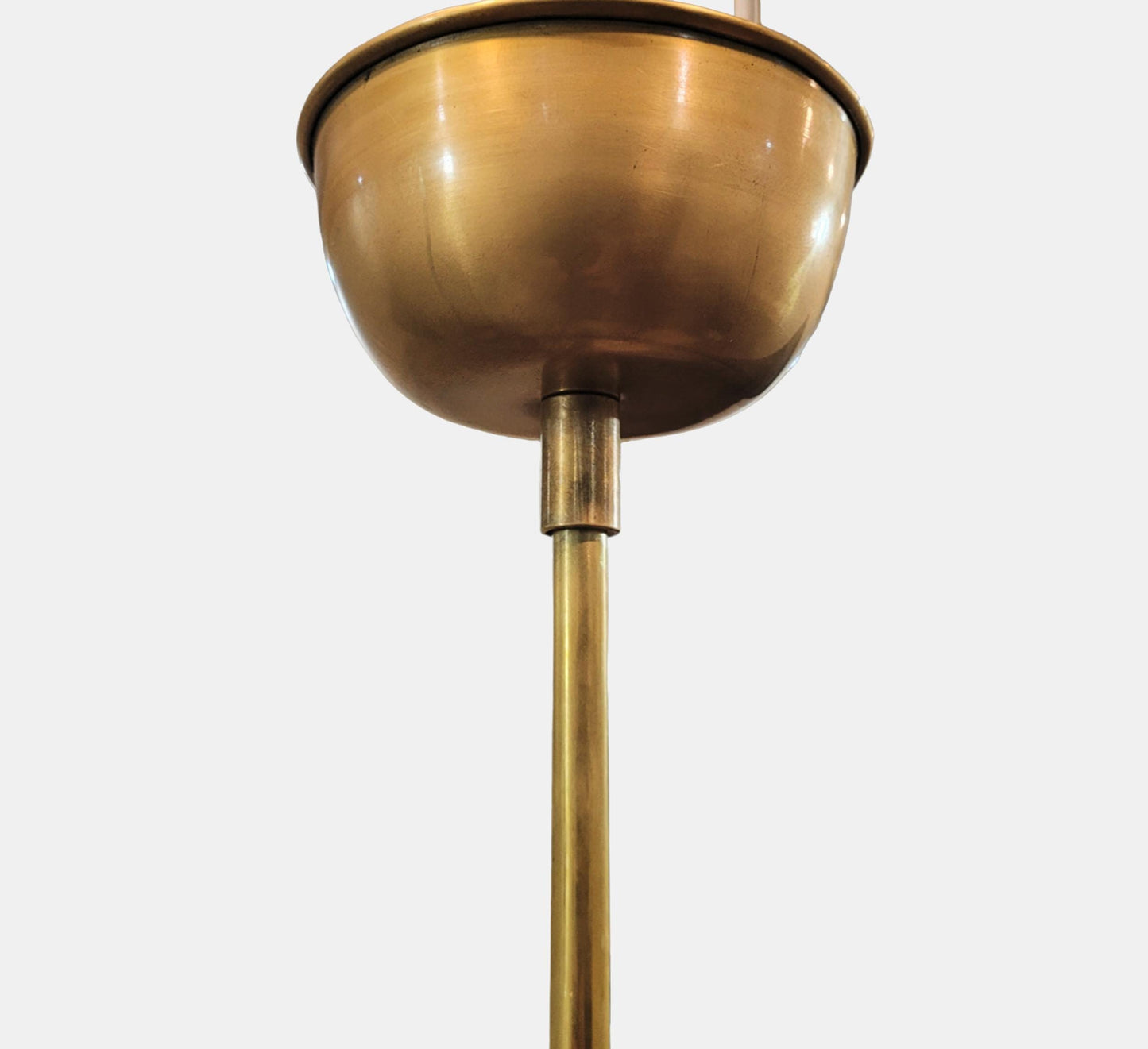 Raw Brass Mid-Century Chandelier: 5 Fabric Shade Ceiling Light