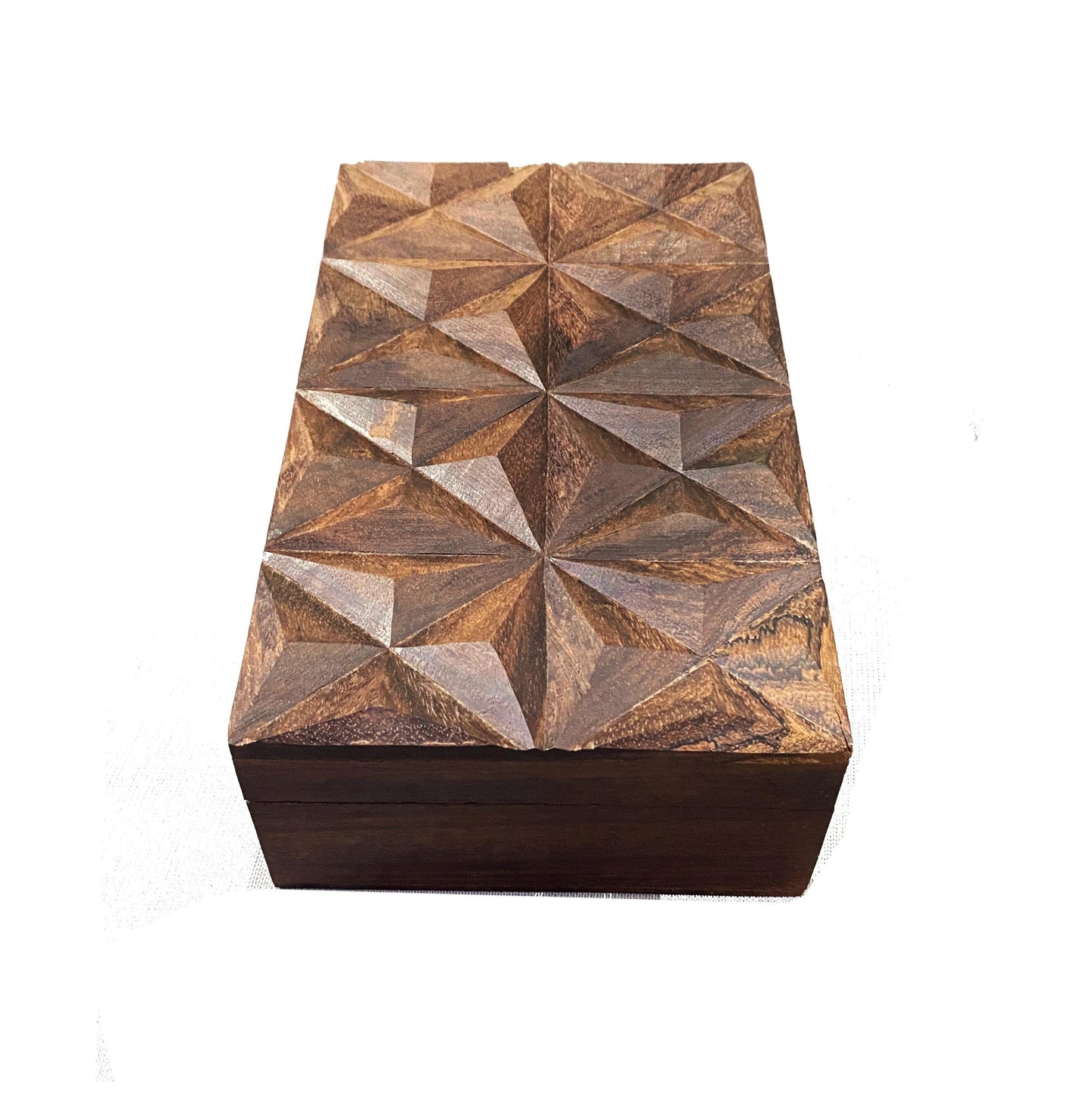 Handmade Carved Wood Box: Asymmetric Jewelry Box, Mid-Century Decor