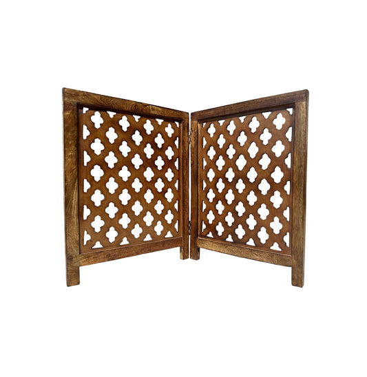 Mid-Century Modern Brown Wood Folding Divider: Handmade Pet/Baby Partition