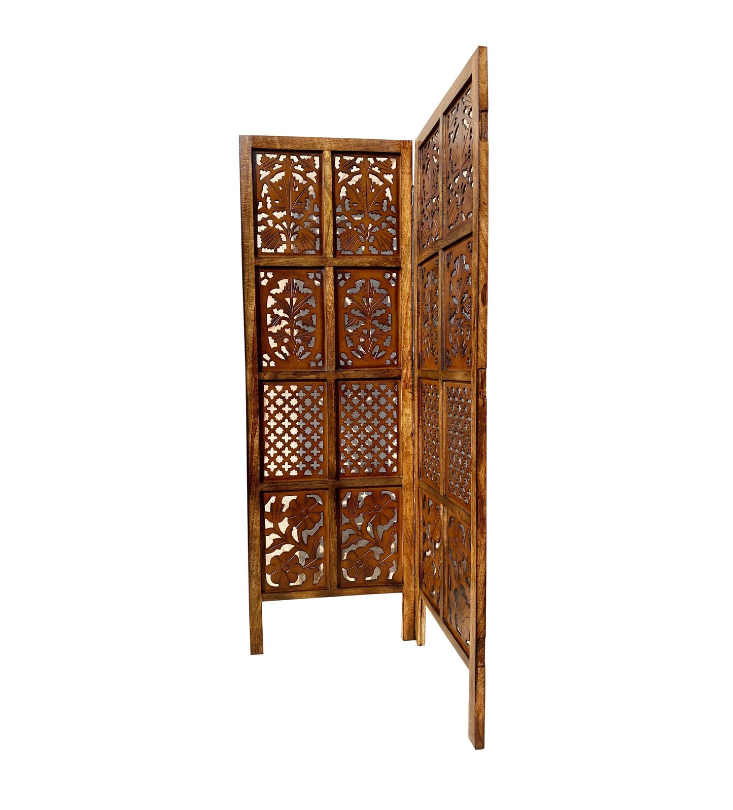 Handmade Wooden Folding Room Divider: Mid Century Modern Partition