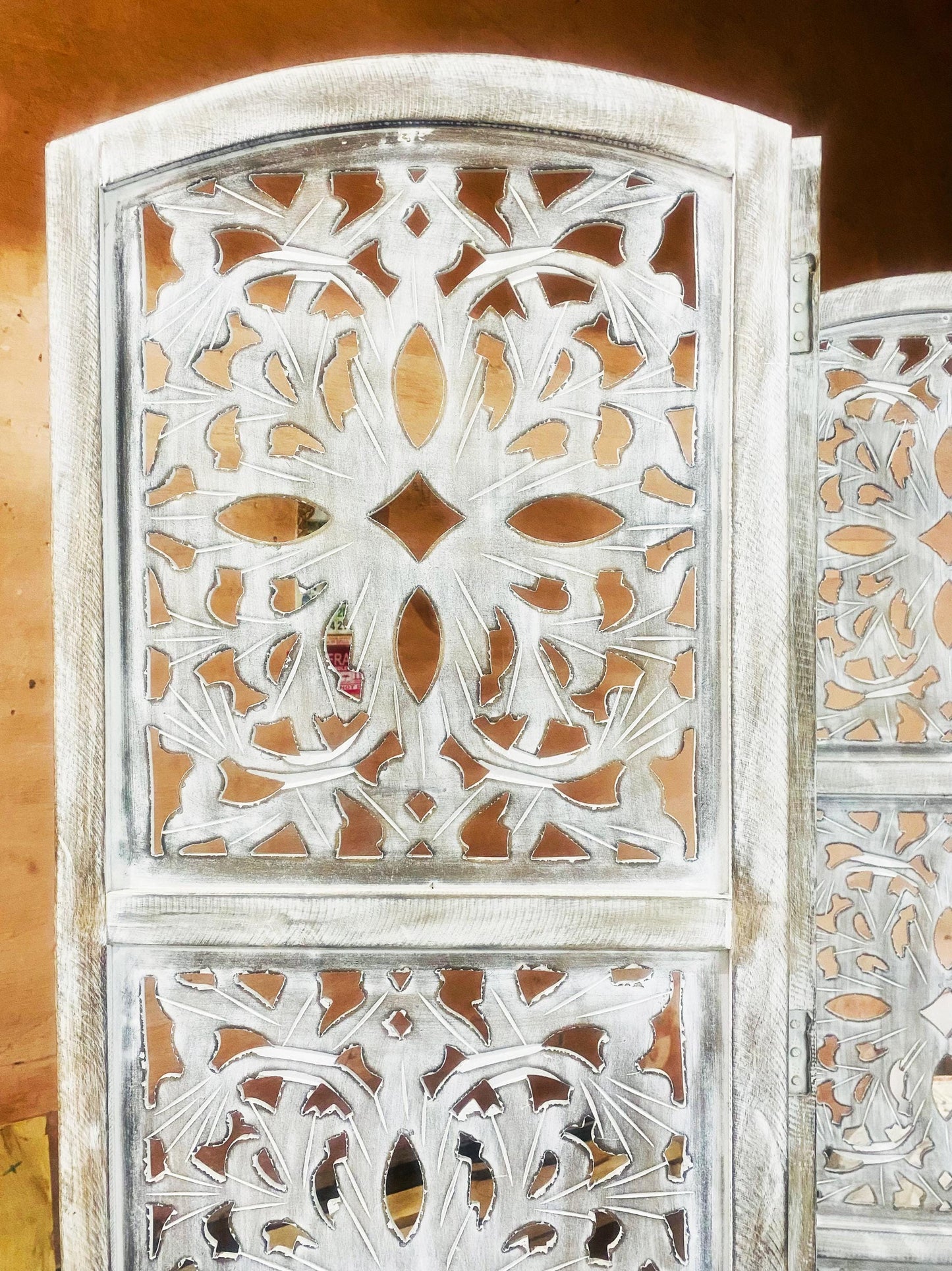 Handmade Wooden Folding Room Divider: Mid-Century Modern Partition