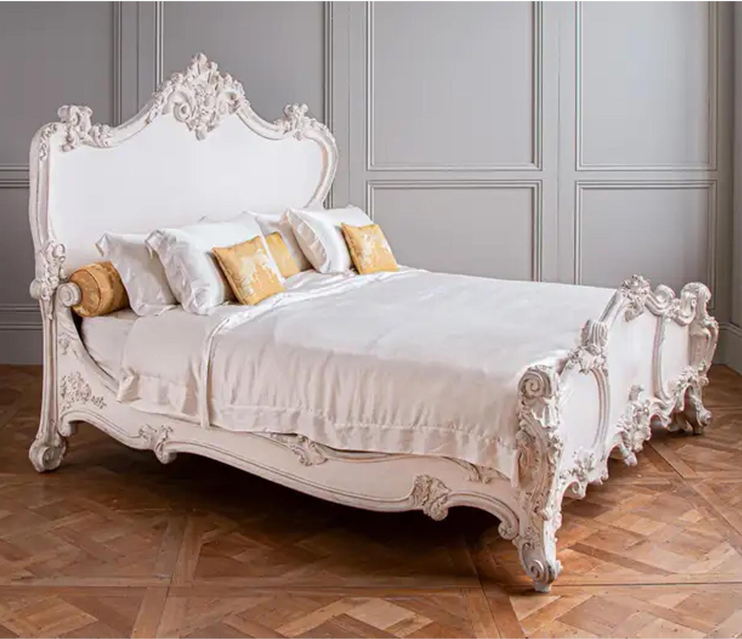 Handmade Royal French Regency King Size Bed: Bohemian Rococo Style