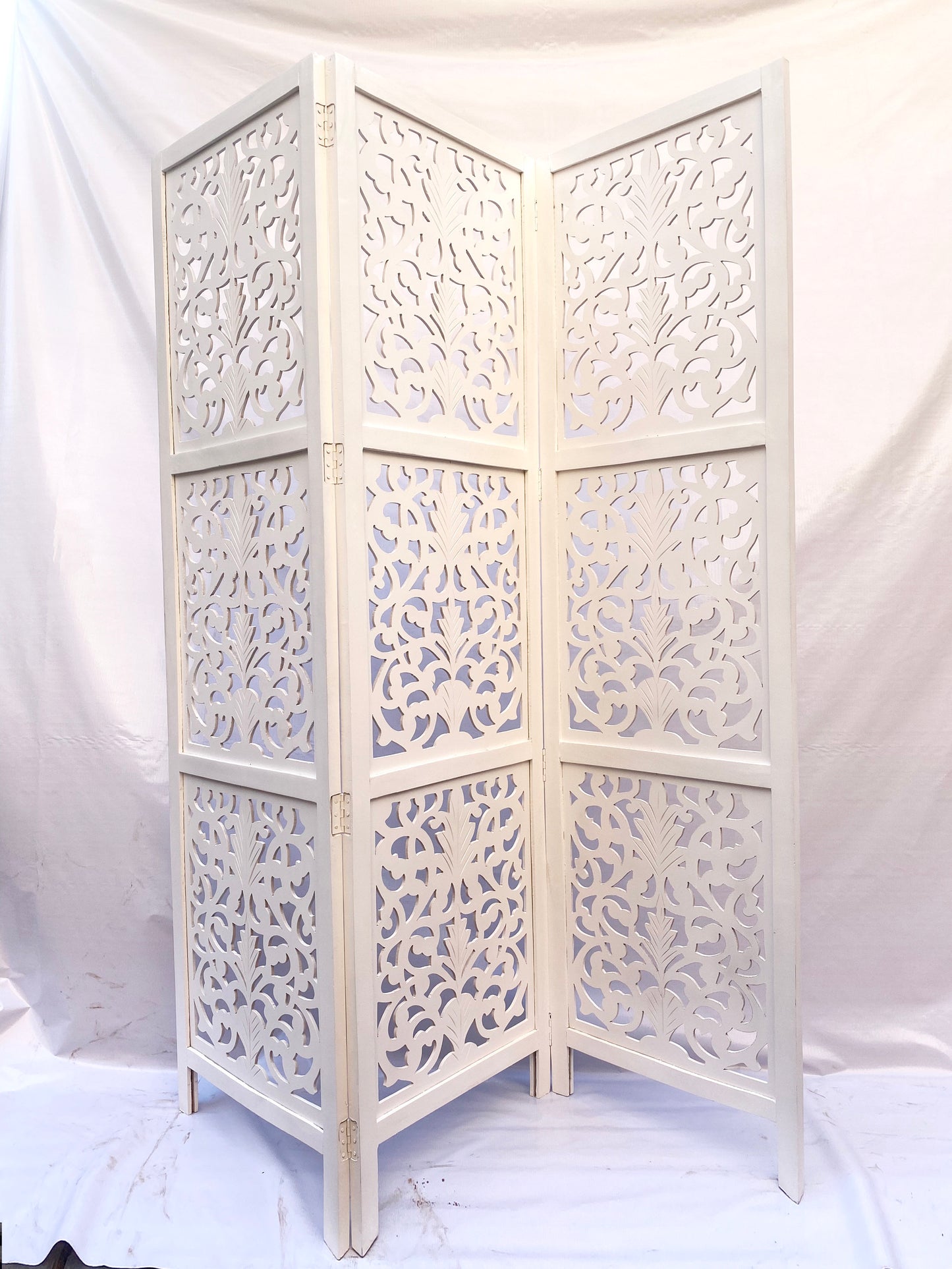 7 Feet tall flower Style Wooden Folding Divider, Partition, Handmade Self standing screen