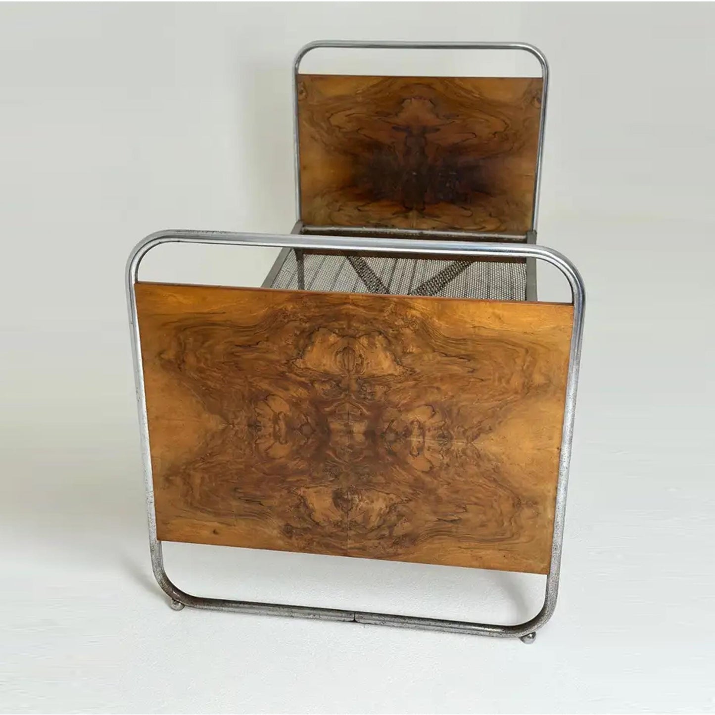 Handmade Marcel Breuer Style Brass & Wood Bed - Mid-Century Modern Design