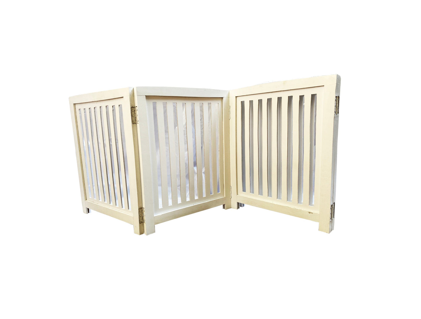 Handmade Mid-Century White Wooden Folding Room Divider