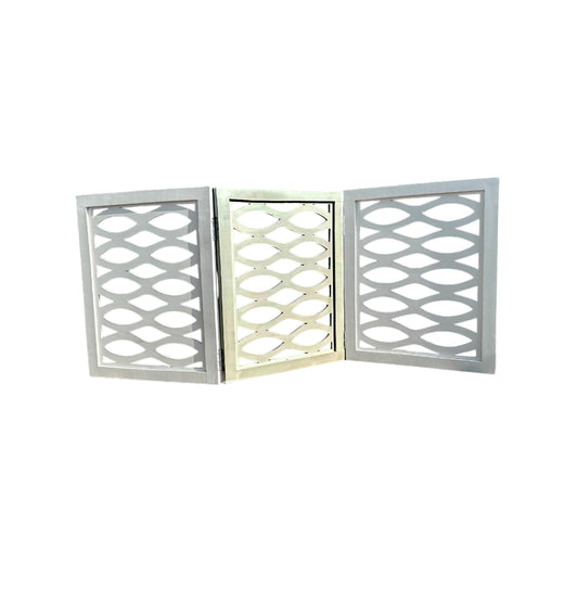 Mid-Century Modern White Wood Folding Divider: Handmade Pet/Baby Partition