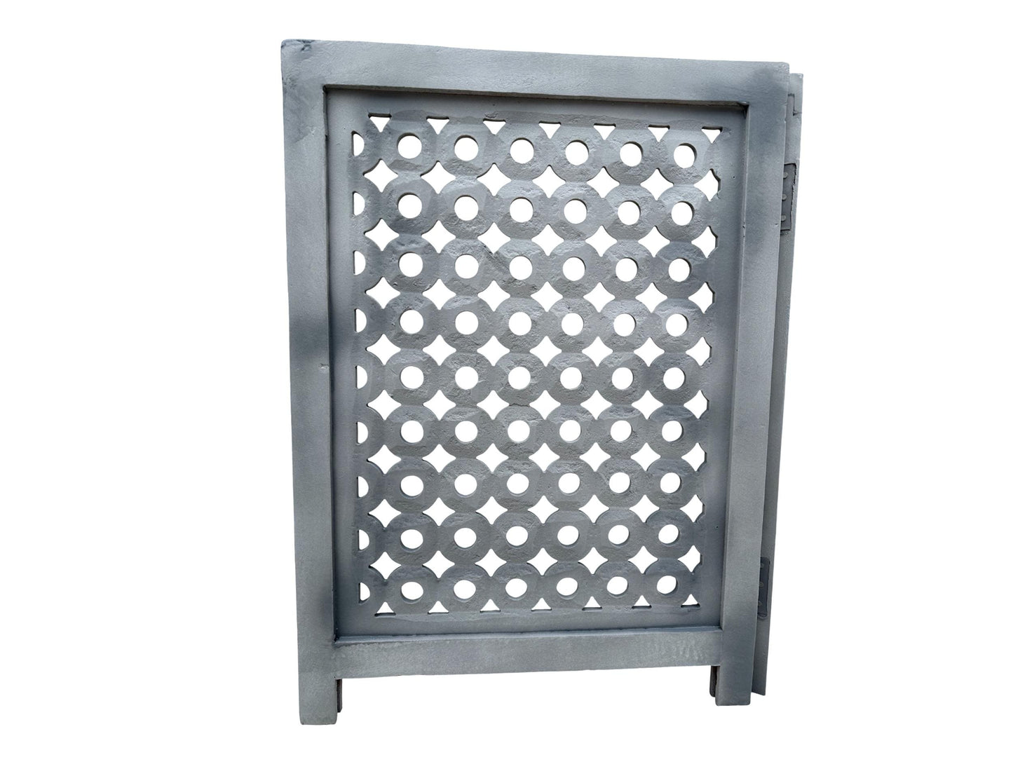 Mid Century Grey Wooden Folding Divider: Handmade Pet/Baby Partition