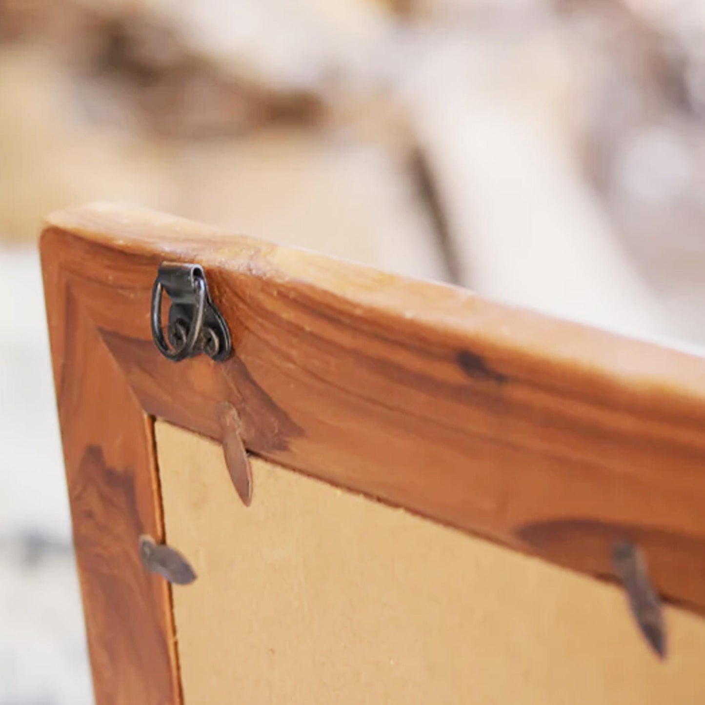 Handmade Mid-Century Wood Wall Mirror: Carved Wooden Frame