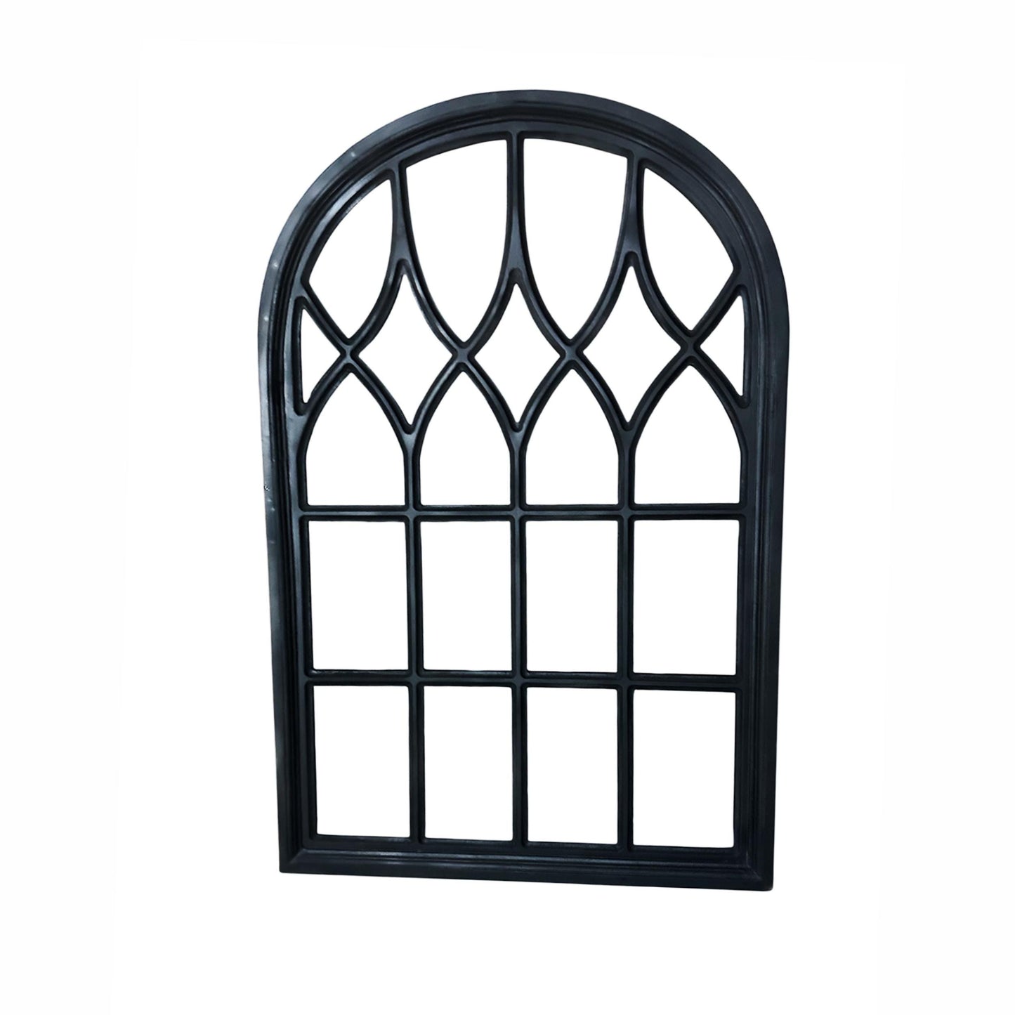 Handmade Black Wooden Arched Window Frame: Moroccan Decor (24x36 inches