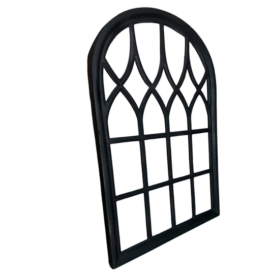 Handmade Black Wooden Arched Window Frame: Moroccan Decor (24x36 inches