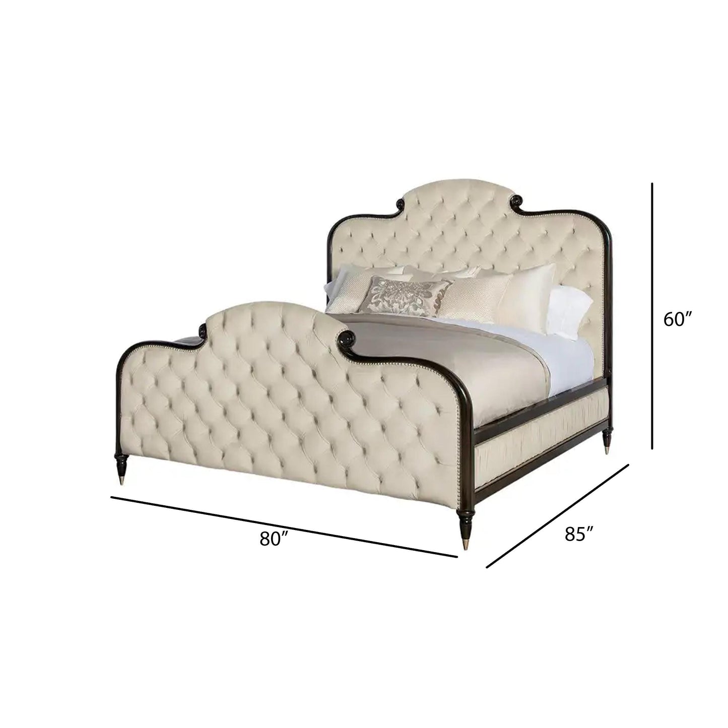 Handmade Tufted King Size Bed Frame: English Regency Low Post Bohemian Style