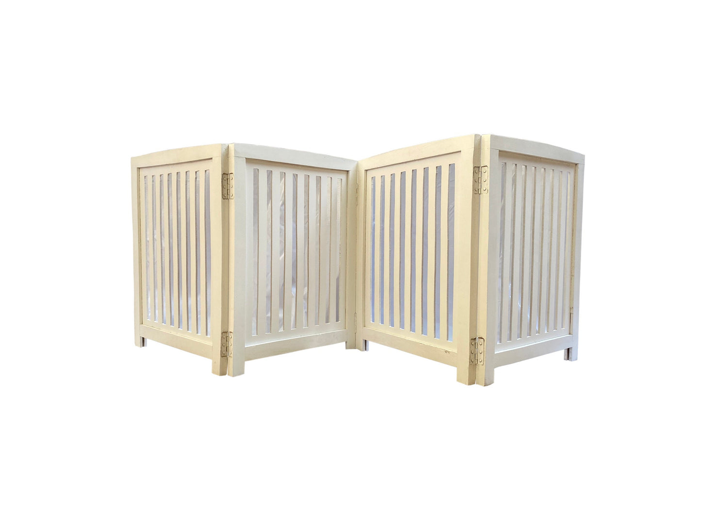 Handmade Mid-Century White Wooden Folding Room Divider