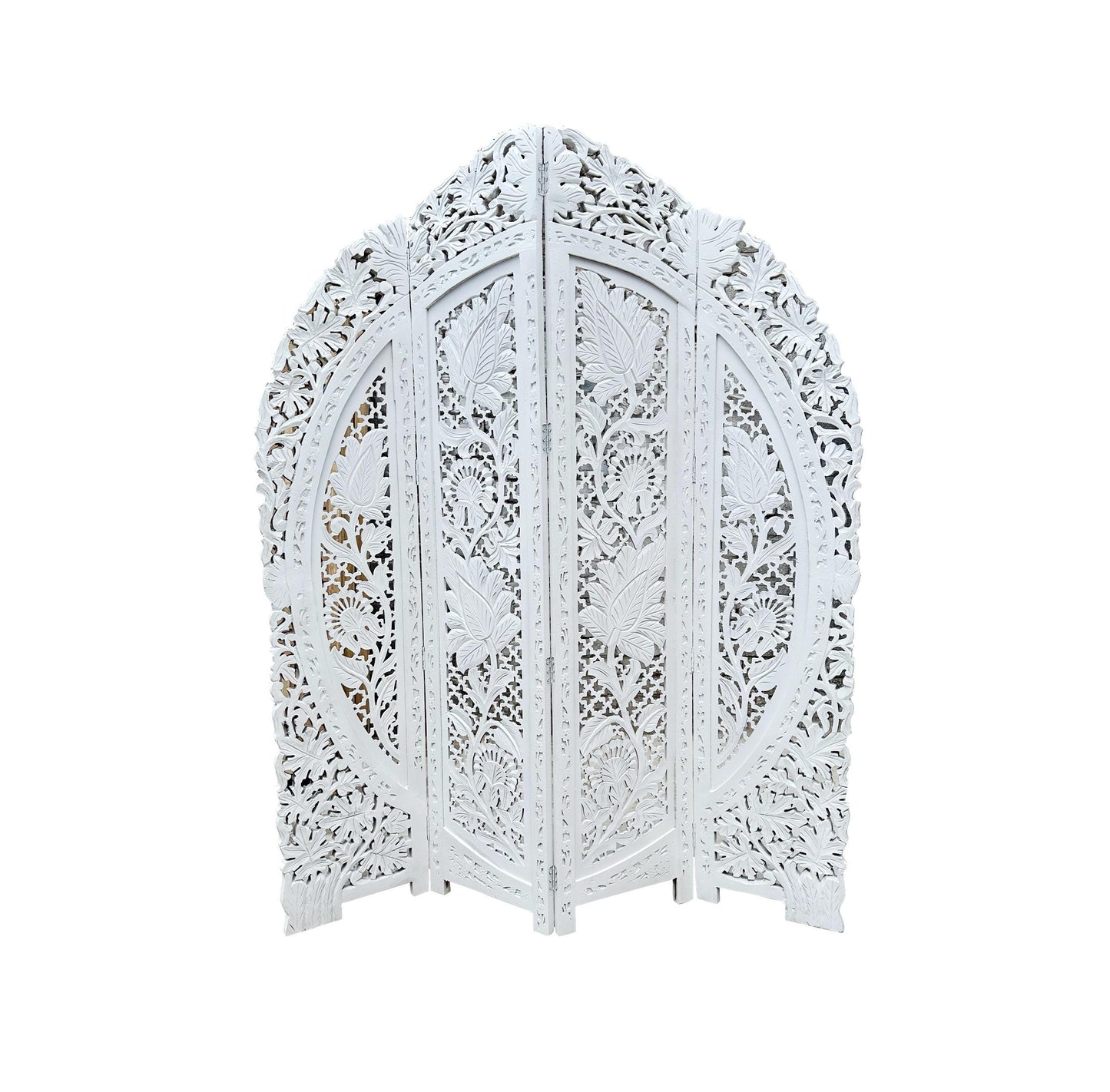 Mid Century Modern Floral Wood Folding Room Divider: Handmade Screen