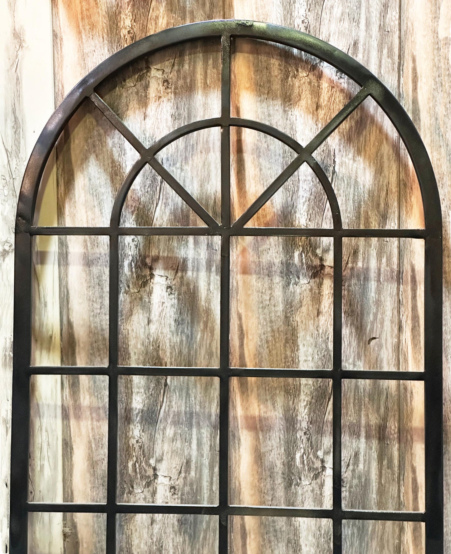 Handmade Moroccan Arched Window Frame: Black Metal Decorative Hanging