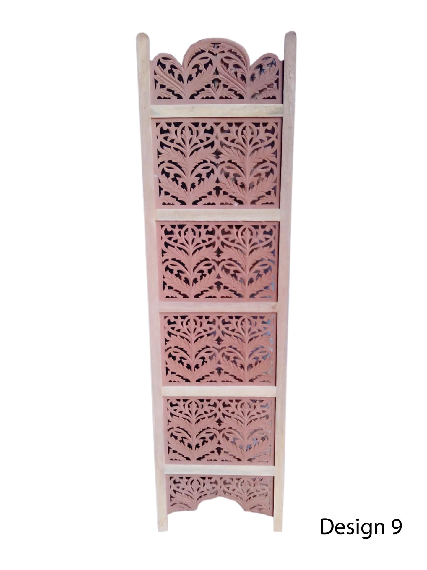 Handmade Wooden Folding Room Divider: Mid-Century Floral Partition