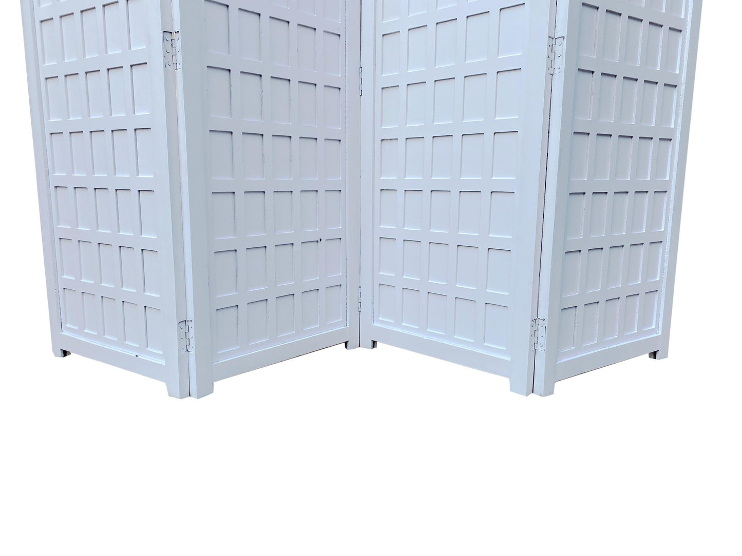 Handmade Wooden Folding Room Divider: White Block Cube Partition