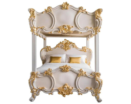 Handmade Rococo Style Four Poster Bed