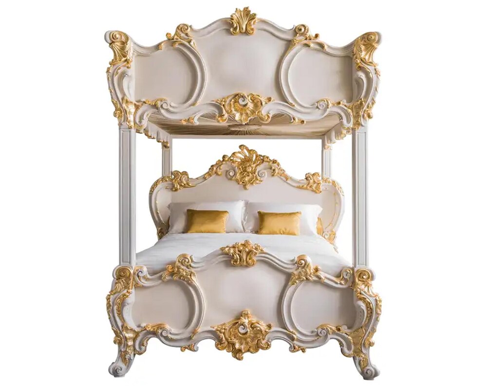 Handmade Rococo Style Four Poster Bed